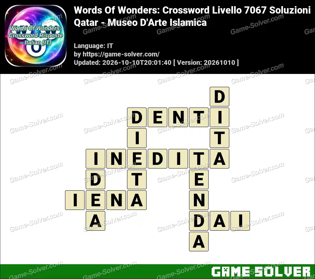 Words Of Wonders: Crossword Livello 7067 Soluzioni – Qatar – Museo D’Arte Islamica